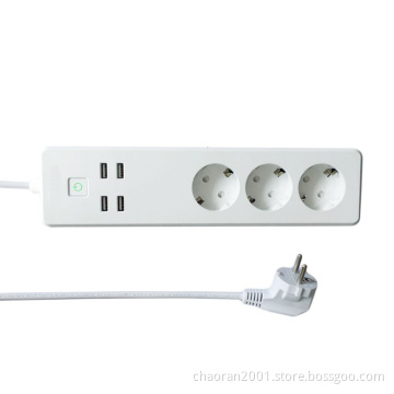 Wifi Smart Plug Outlet Power Strip Surge Protector EU Power Strip With Usb Charging Ports European TUYA